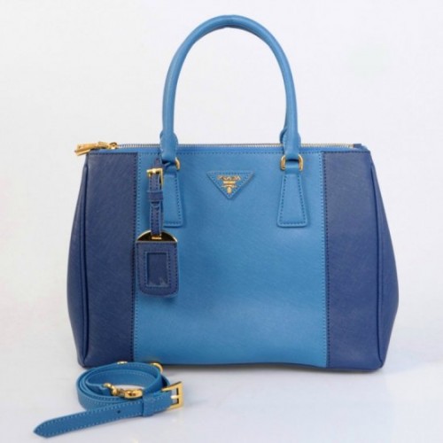 Prada Saffiano Lux Tote BN2274 Bicolor pelle blu a poco prezzo